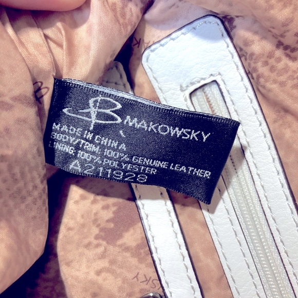 Authentic B MAKOWSKY Leather Braided Straps A211928 Handbag Purse White NWOT - Picture 10 of 14
